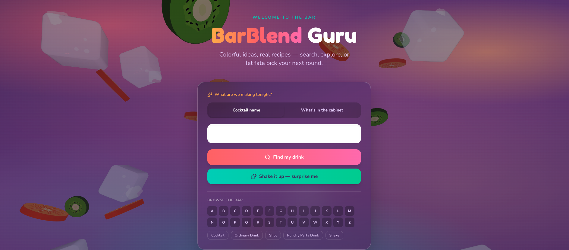 BarBlend Guru app screenshot